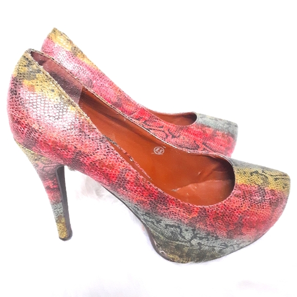 Miss Me Multicolored Snakeskin Platform Heels 8.5 - Picture 4 of 7